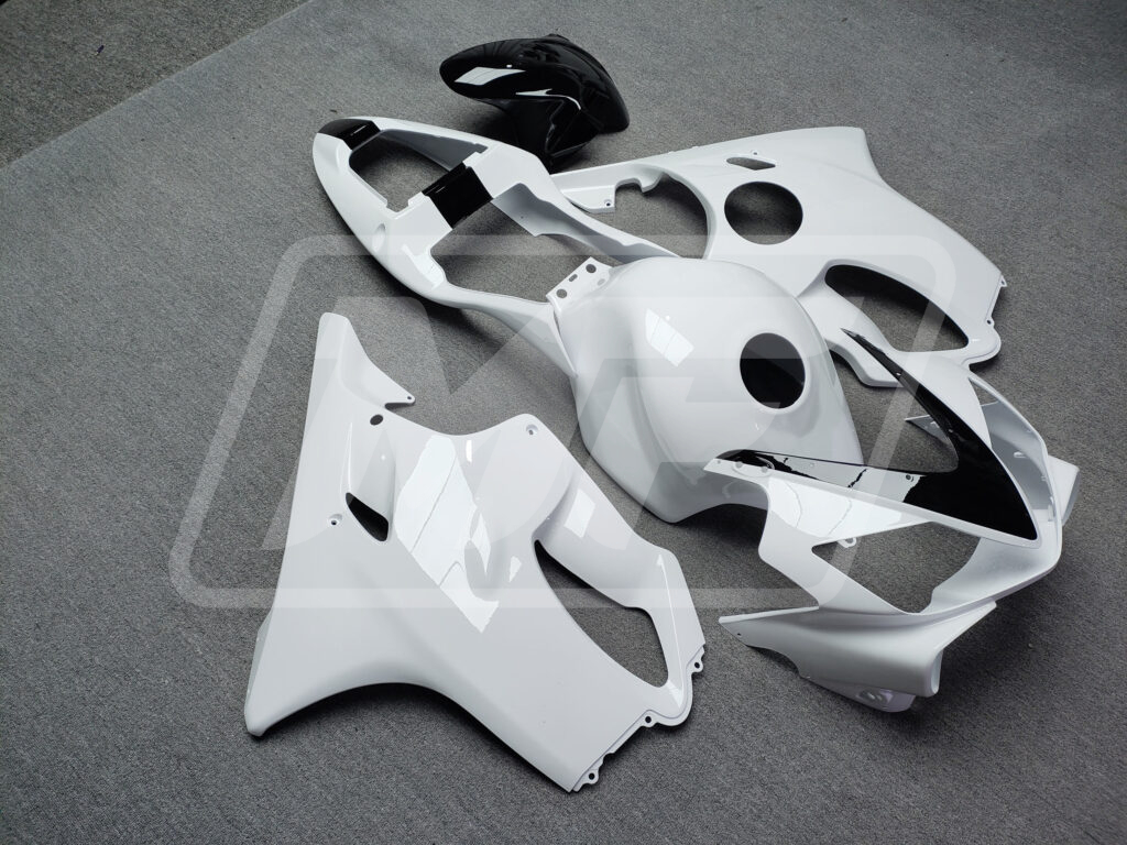 Honda CBR600 F4i custom ABS fairings 2001 - 2003 in Gloss White Black - durable replacement kit, Monster Fairings