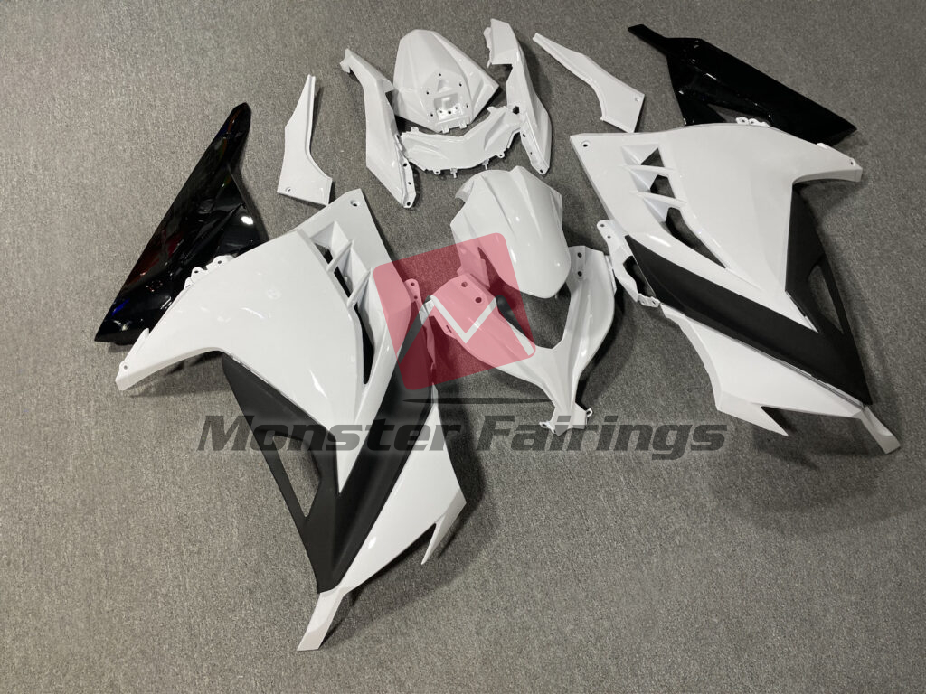 Gloss White & Black ABS fairings for Kawasaki Ninja 300 2013 - 2022 - premium OEM fit kit by Monster Fairings