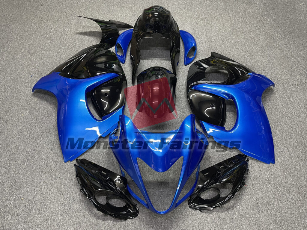 Suzuki GSXR 1300 2008 - 2020 Gloss Deep Blue with Black ABS fairings - custom motorcycle bodywork kit by Monster Fairings