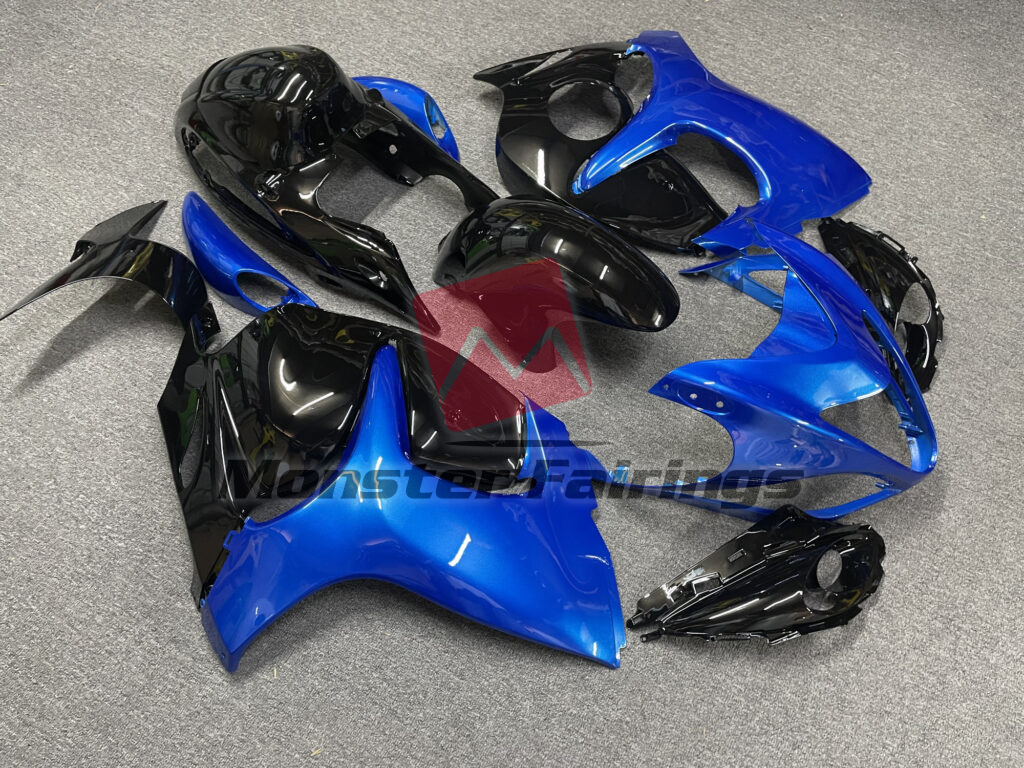 2008 - 2020 Suzuki GSXR 1300 Gloss Deep Blue with Black fairing set - ABS injection, custom painted by Monster Fairings