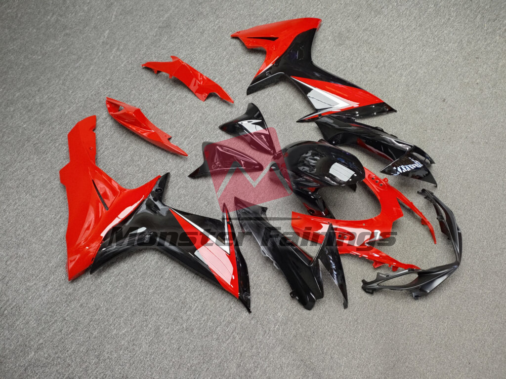 Gloss Black & Red with Silver ABS fairings for Suzuki GSXR 600 - 750 2011 - 2025 - premium OEM fit kit by Monster Fairings