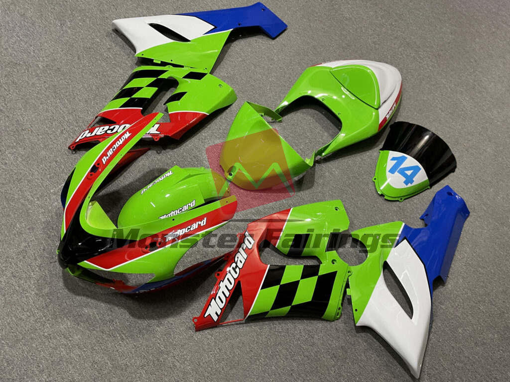 Kawasaki ZX6R custom ABS fairings 2005 - 2006 in Multi Color Check - durable replacement kit, Monster Fairings
