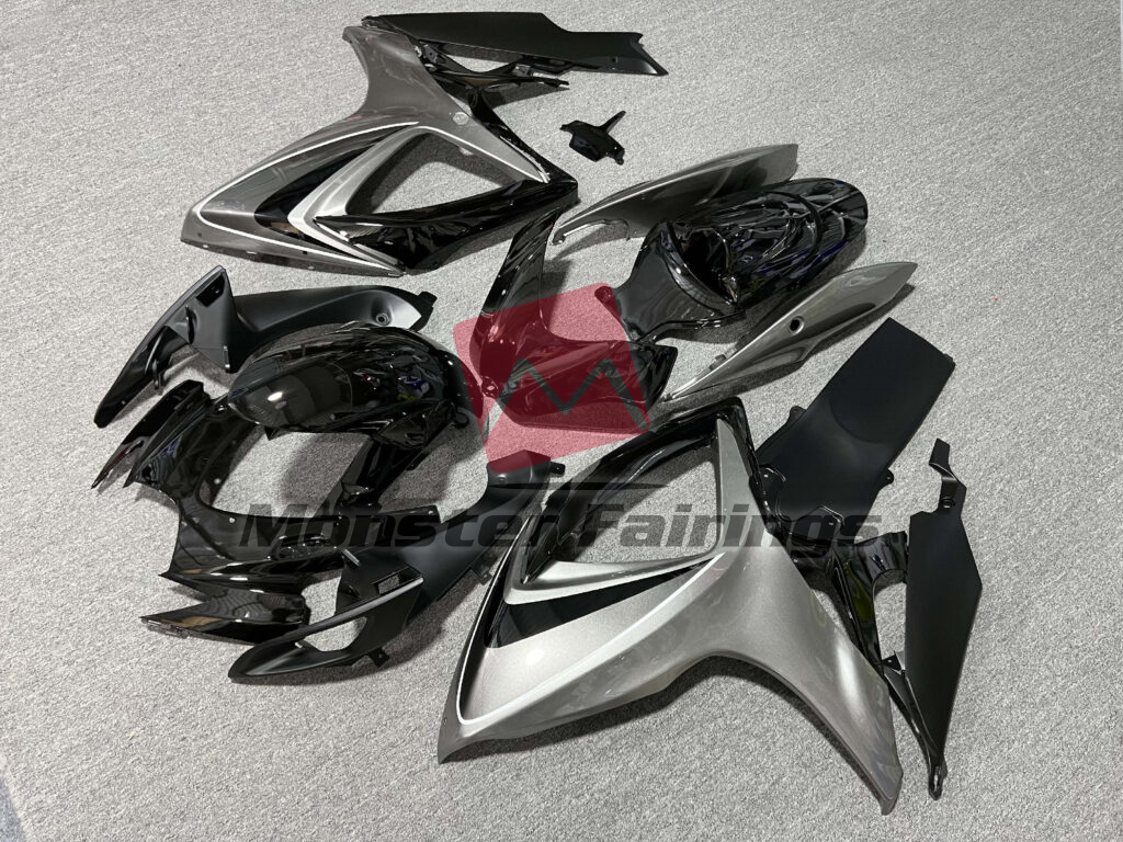 Gloss Black & Silver ABS fairings for Suzuki GSXR 600 - 750 2006 - 2007 - premium OEM fit kit by Monster Fairings