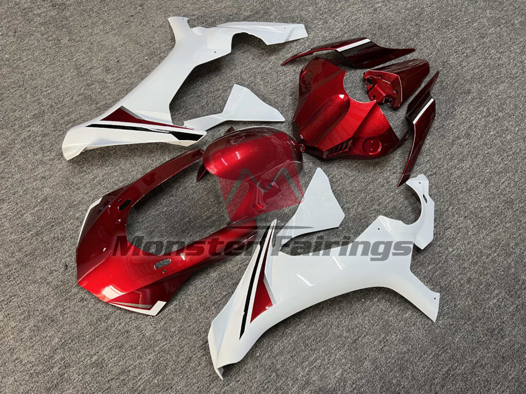 Yamaha R1 custom ABS fairings 2015 - 2019 in Gloss Maroon Red & White - durable replacement kit, Monster Fairings