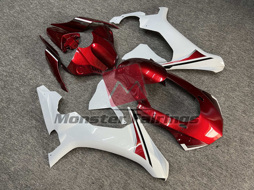 Gloss Maroon Red & White ABS fairings for Yamaha R1 2015 - 2019 - premium OEM fit kit by Monster Fairings
