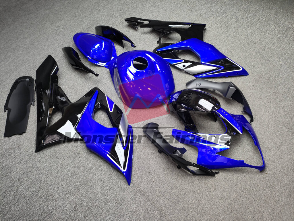 Suzuki GSXR 1000 custom ABS fairings 2005 - 2006 in Gloss Blue & Black with Silver - durable replacement kit, Monster Fairings