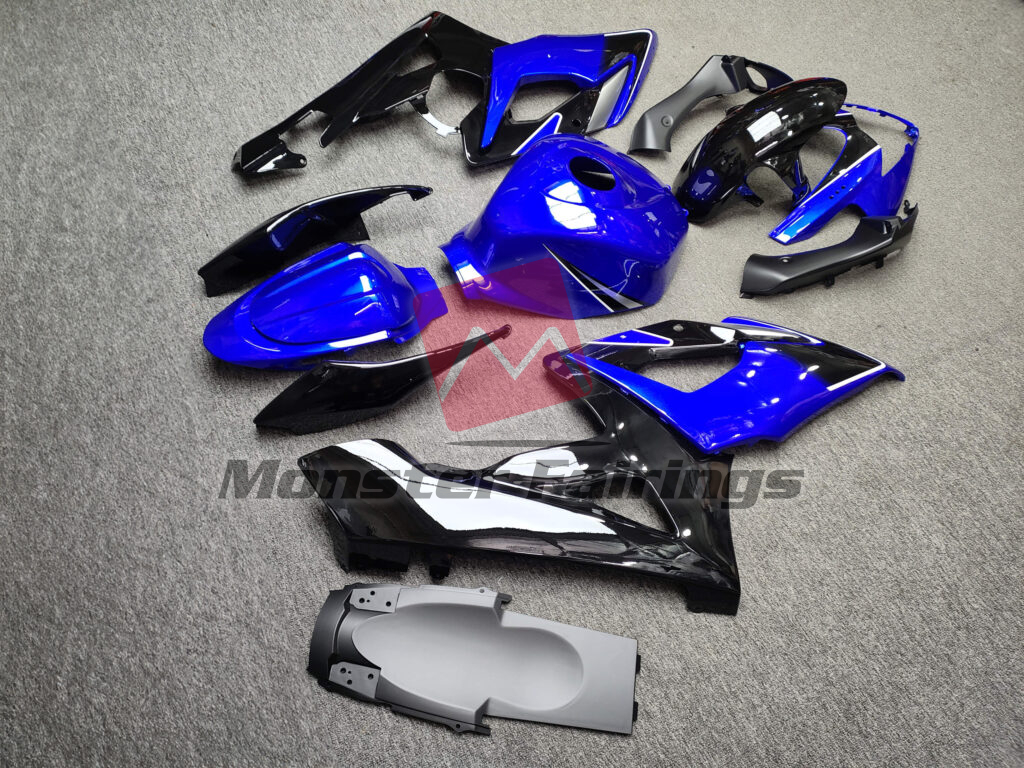 2005 - 2006 Suzuki GSXR 1000 Gloss Blue & Black with Silver fairing set - ABS injection, custom painted by Monster Fairings