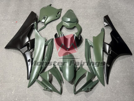 Yamaha R6 2006 - 2007 Custom Matte Green and Black ABS fairings - custom motorcycle bodywork kit by Monster Fairings