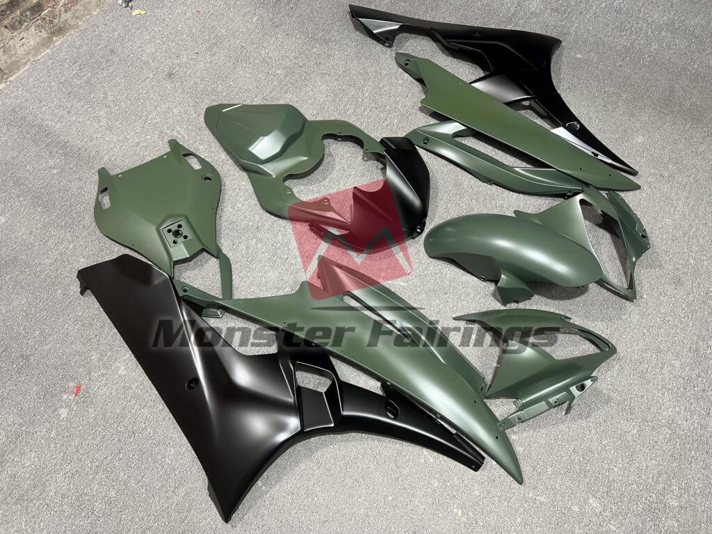 Custom Matte Green and Black ABS fairings for Yamaha R6 2006 - 2007 - premium OEM fit kit by Monster Fairings
