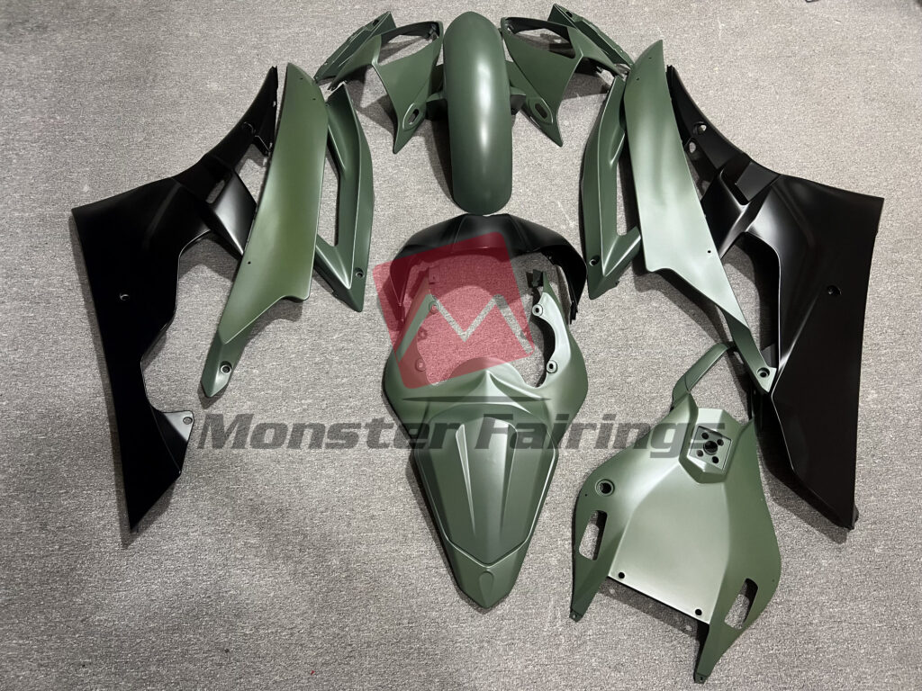 Yamaha R6 custom ABS fairings 2006 - 2007 in Matte Green and Black - durable replacement kit, Monster Fairings