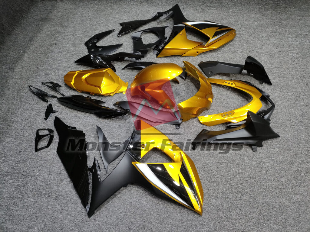 2009 - 2016 Suzuki GSXR 1000 Gloss Gold & Black fairing set - ABS injection, custom painted by Monster Fairings