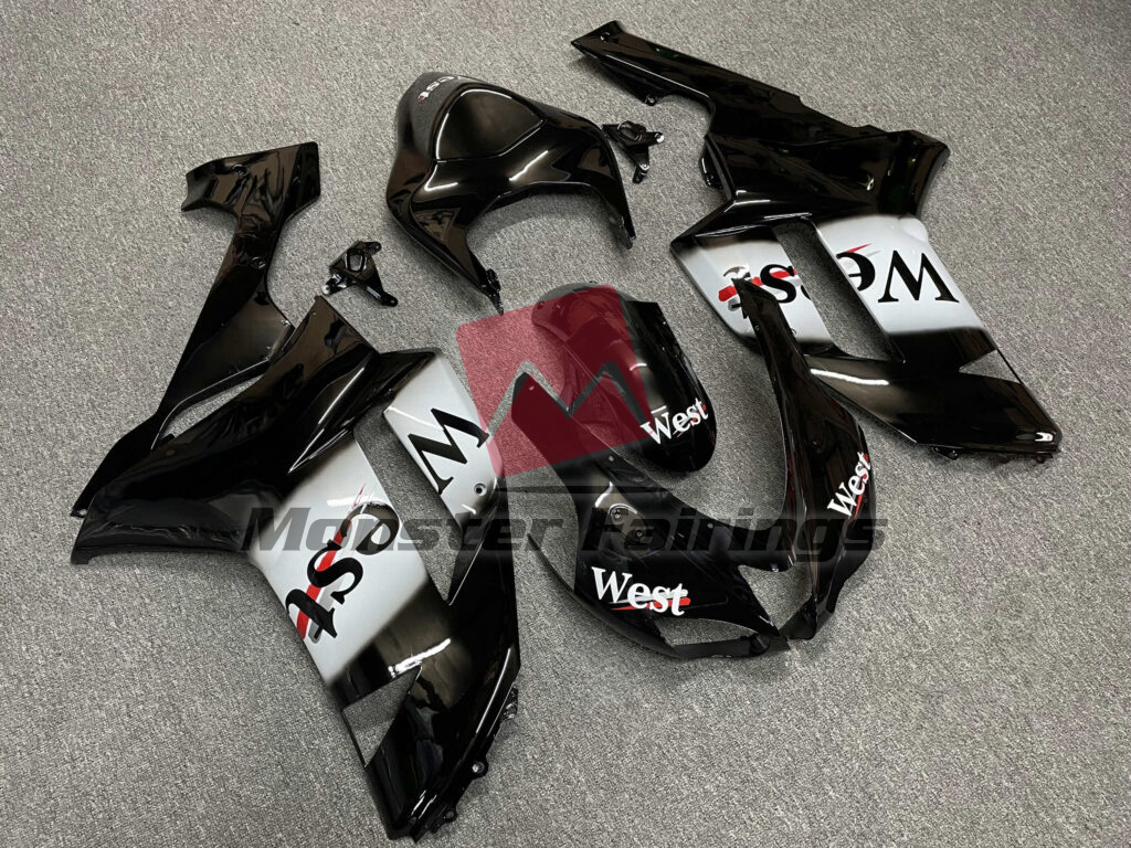 Gloss Black & White West ABS fairings for Kawasaki ZX6R 2007 - 2008 - premium OEM fit kit by Monster Fairings