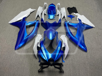 Suzuki GSXR 600-750 2008-2010 Gloss Light Blue & White with Black ABS Fairings | Monster Fairings