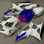 Suzuki GSXR 1000 custom ABS fairings 2005 - 2006 in Gloss White, Silver & Blue - durable replacement kit, Monster Fairings