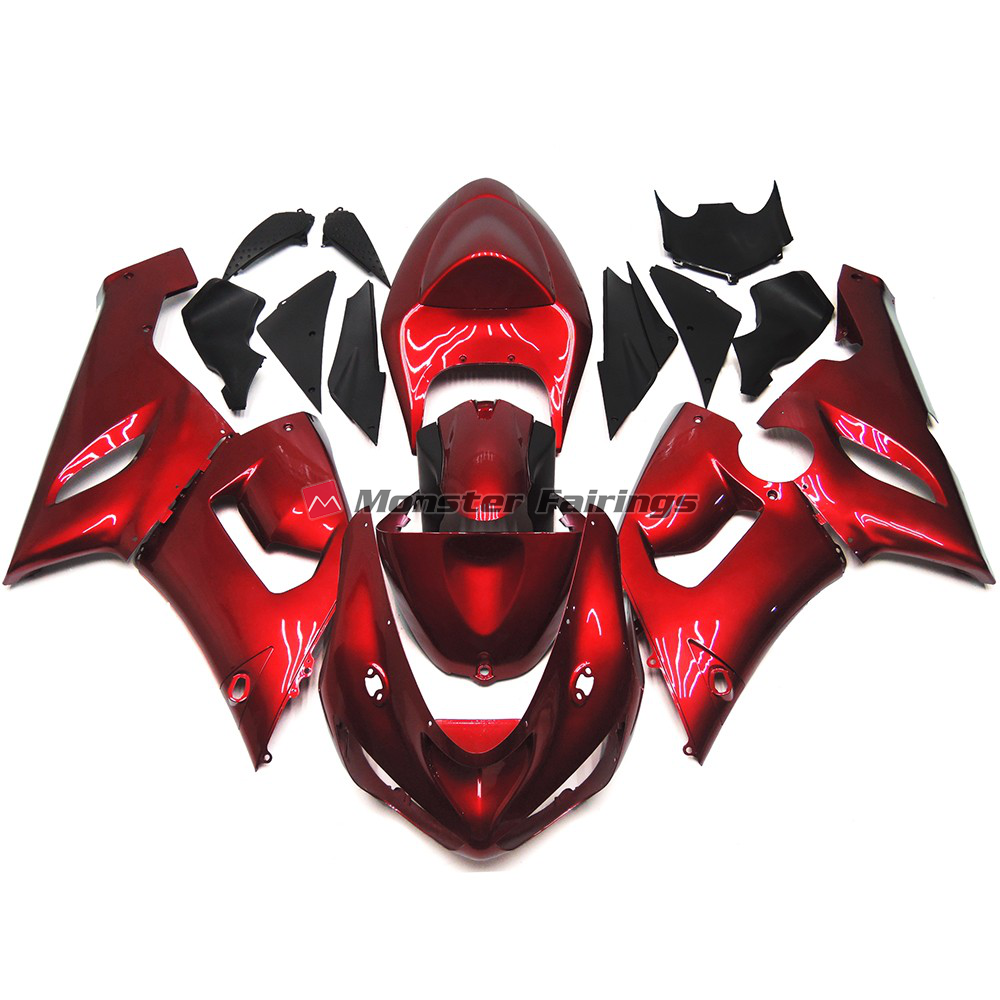 Kawasaki ZX6R 2005 - 2006 Maroon Red ABS fairings - custom motorcycle bodywork kit by Monster Fairings