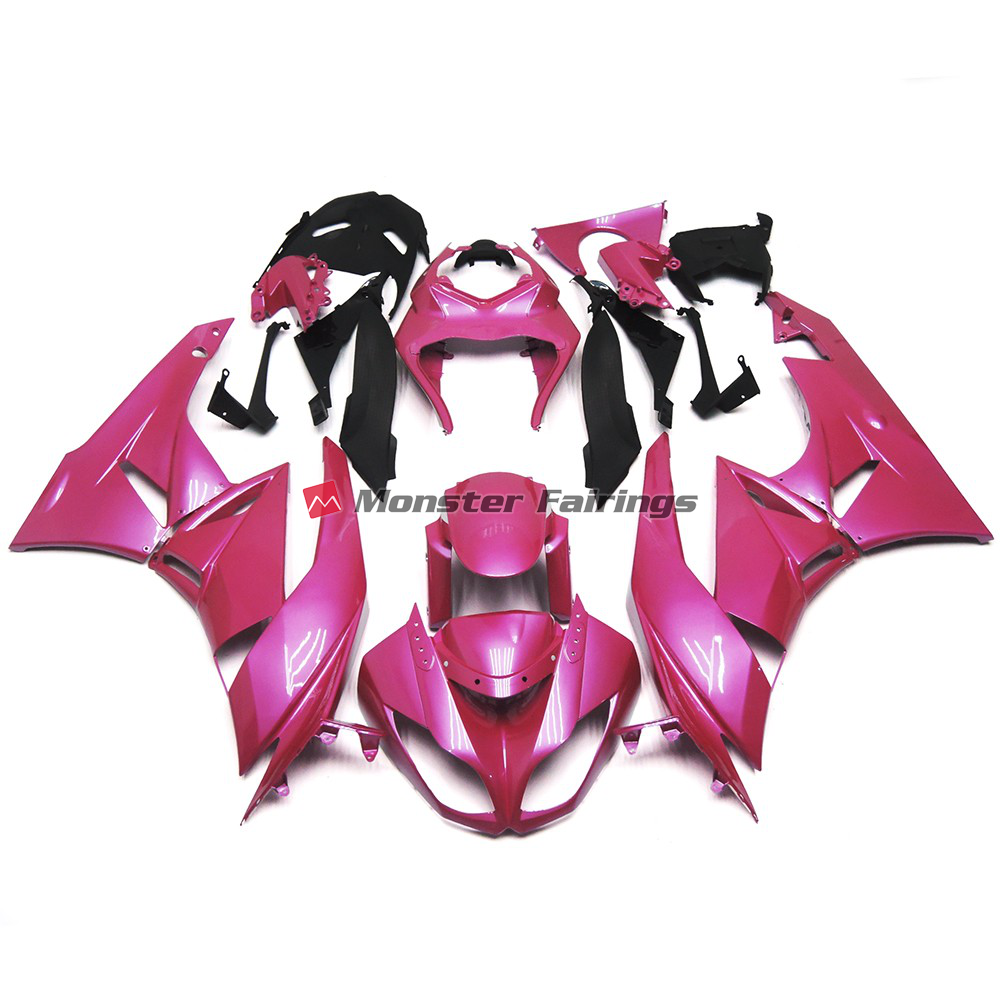 Kawasaki ZX6R 2009 - 2012 Vibrant Gloss Pink ABS fairings - custom motorcycle bodywork kit by Monster Fairings