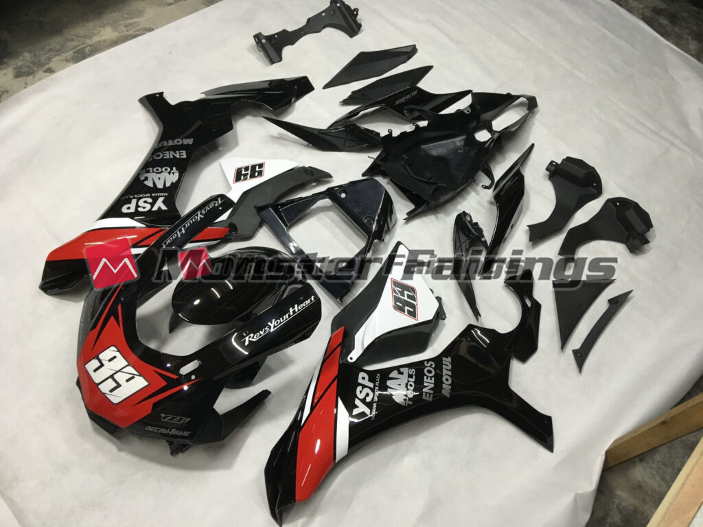 Yamaha R1 2015 - 2019 Black Red and White '99 ABS fairings - custom motorcycle bodywork kit by Monster Fairings