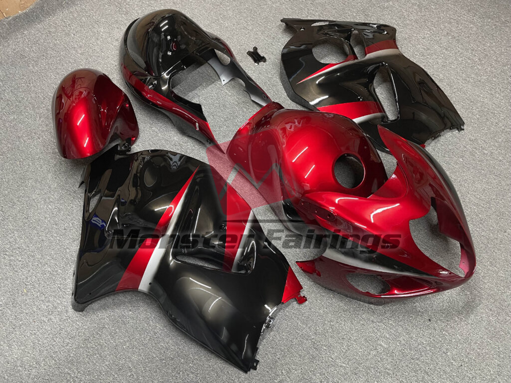 Gloss Maroon Red & Black with Silver ABS fairings for Suzuki GSXR 1300 1997 - 2007 - premium OEM fit kit by Monster Fairings