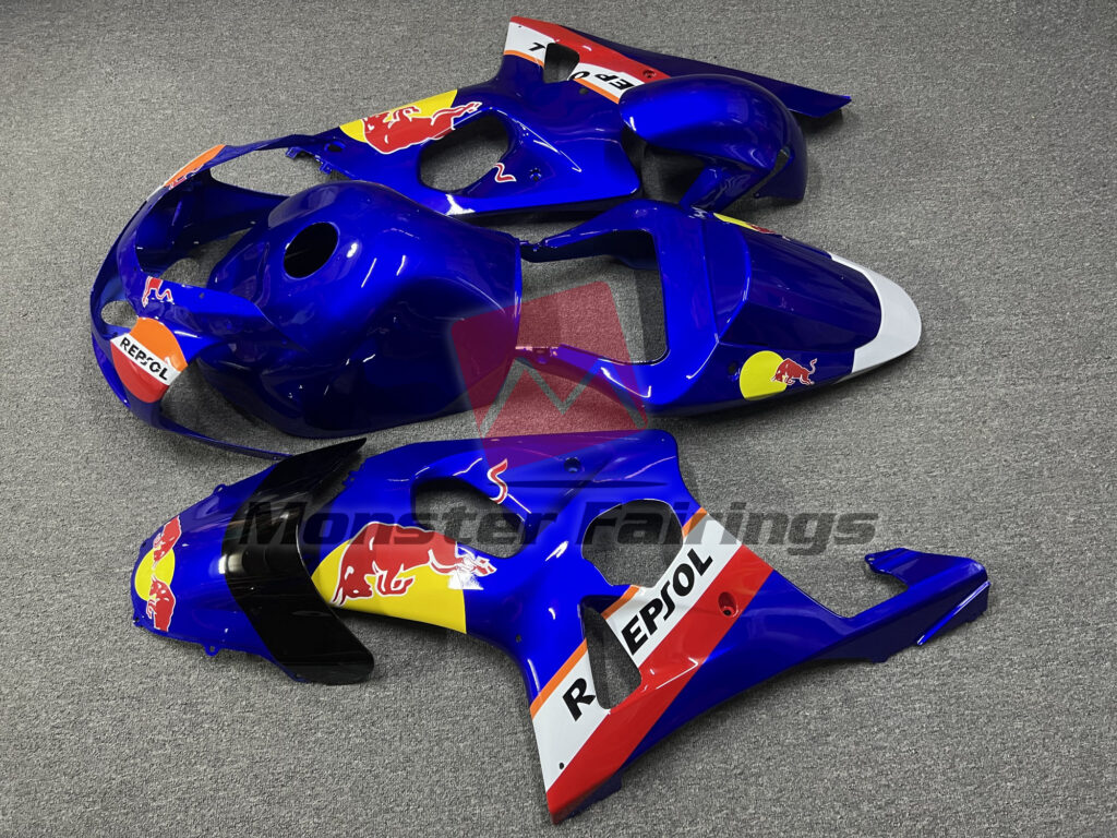 Suzuki GSXR 1000 custom ABS fairings 2000 - 2002 in Gloss Custom The Bull OEM - durable replacement kit, Monster Fairings