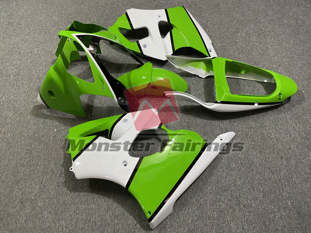 Gloss Green & White ABS fairings for Kawasaki ZX6R 2000 - 2002 - premium OEM fit kit by Monster Fairings