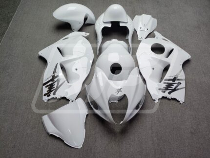 Suzuki GSXR 1300 1997-2007 Gloss White with Silver ABS Fairings | Monster Fairings