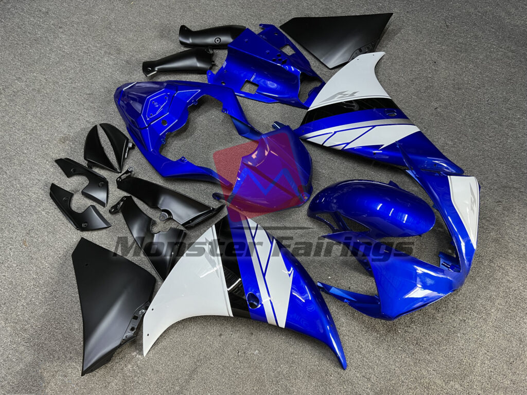 Yamaha R1 custom ABS fairings 2009 - 2011 in White and Blue Gloss with Black Lowers - durable replacement kit, Monster Fairings