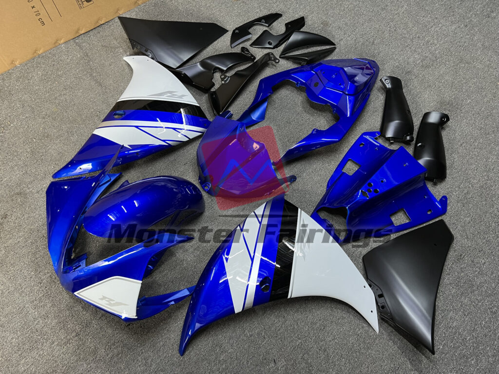 White and Blue Gloss with Black Lowers ABS fairings for Yamaha R1 2009 - 2011 - premium OEM fit kit by Monster Fairings