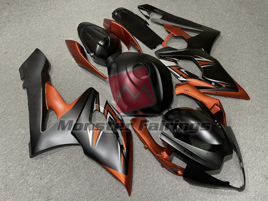 Matte Black, Orange & Silver ABS fairings for Suzuki GSXR 1000 2005 - 2006 - premium OEM fit kit by Monster Fairings