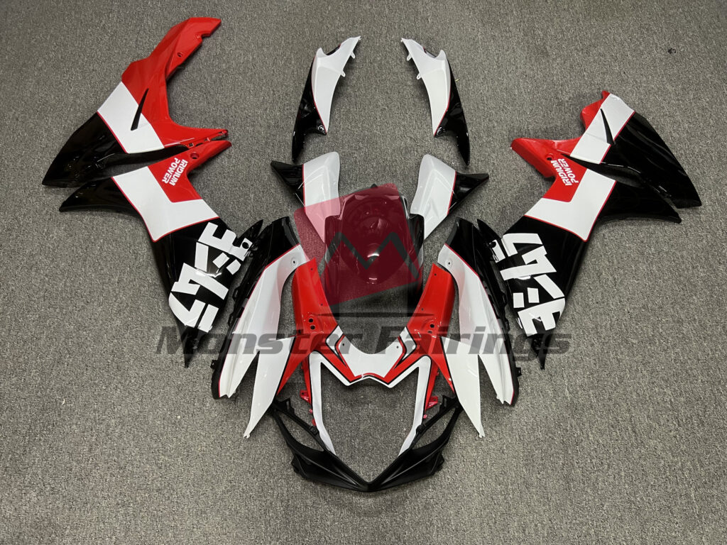 Suzuki GSXR 600 - 750 2011 - 2025 Gloss Red & Black Custom ABS fairings - custom motorcycle bodywork kit by Monster Fairings