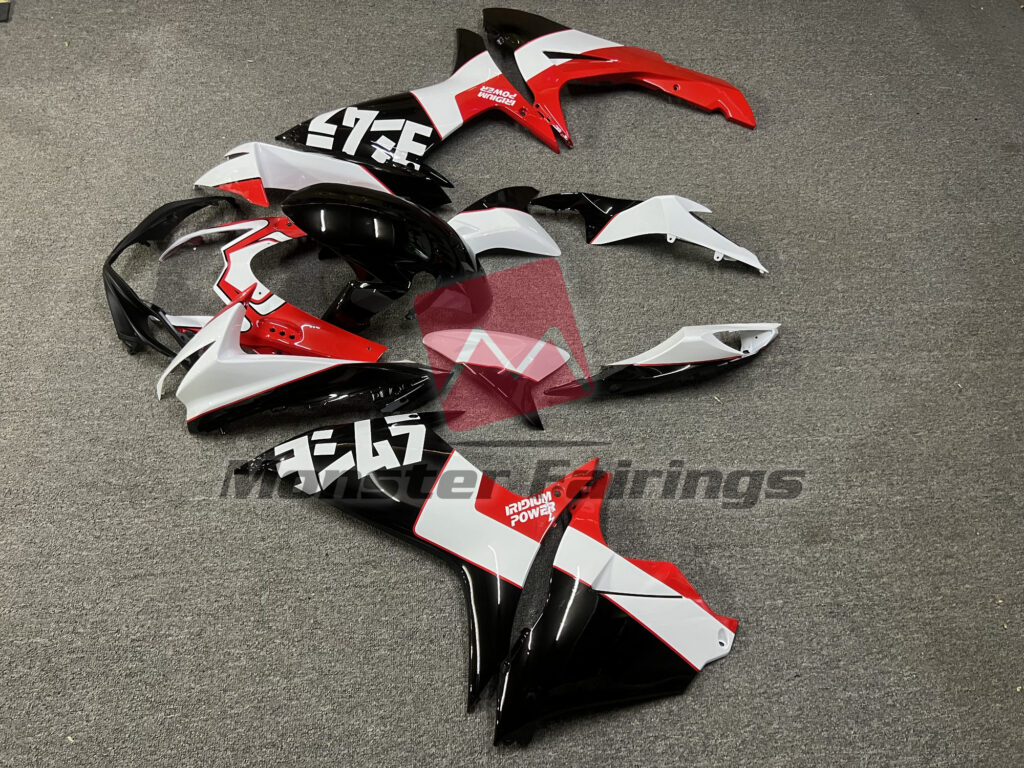 2011 - 2025 Suzuki GSXR Gloss Red & Black Custom fairing set - ABS injection, custom painted by Monster Fairings