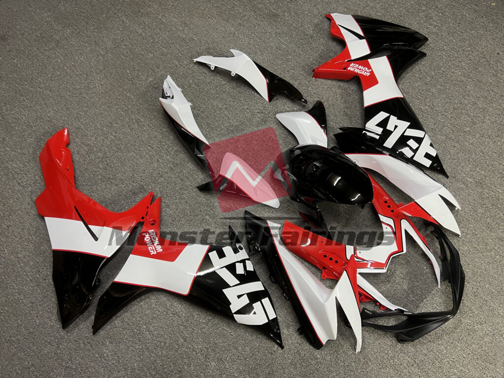 Suzuki GSXR custom ABS fairings 2011 - 2025 in Gloss Red & Black Custom - durable replacement kit, Monster Fairings
