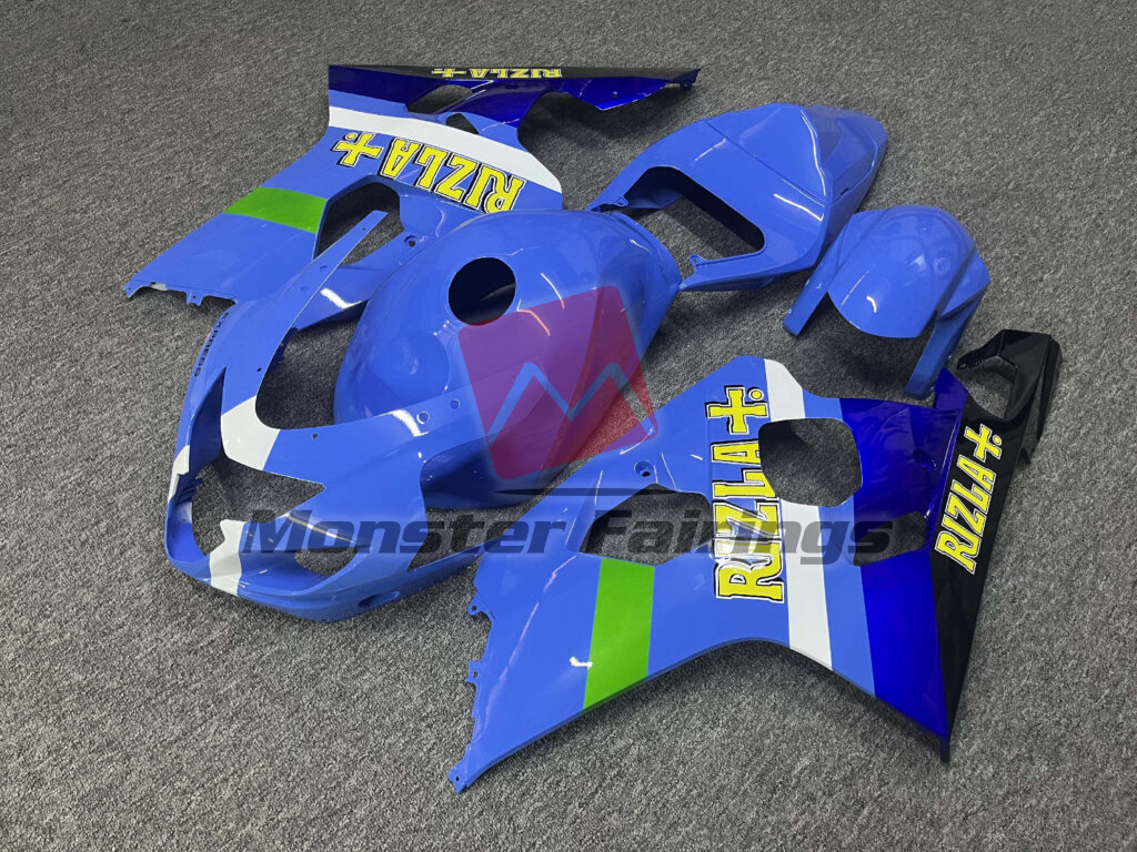 Suzuki GSXR custom ABS fairings 2004 - 2005 in Gloss Baby Blue & White Rizla - durable replacement kit, Monster Fairings
