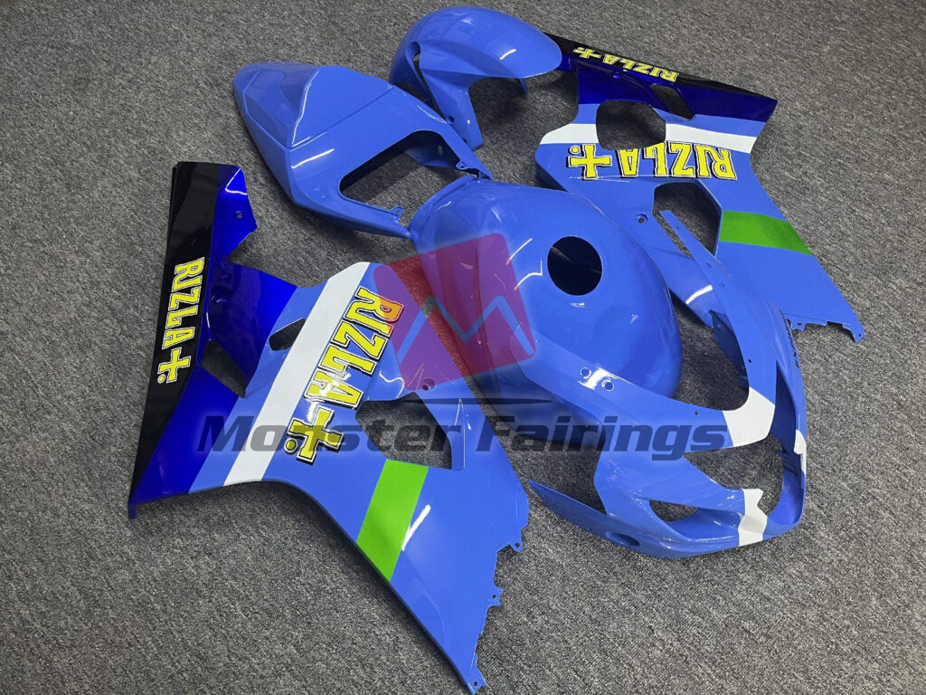 Gloss Baby Blue & White Rizla ABS fairings for Suzuki GSXR 600 - 750 2004 - 2005 - premium OEM fit kit by Monster Fairings