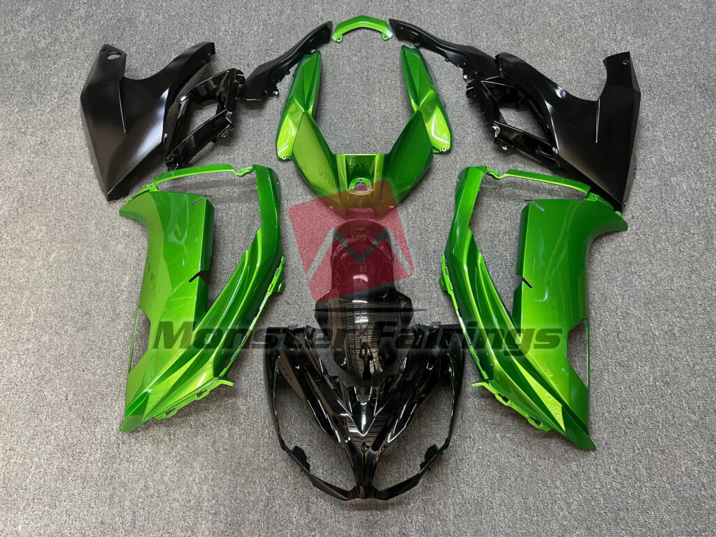 Kawasaki Ninja 650R 2012 - 2016 Gloss Green & Black ABS fairings - custom motorcycle bodywork kit by Monster Fairings