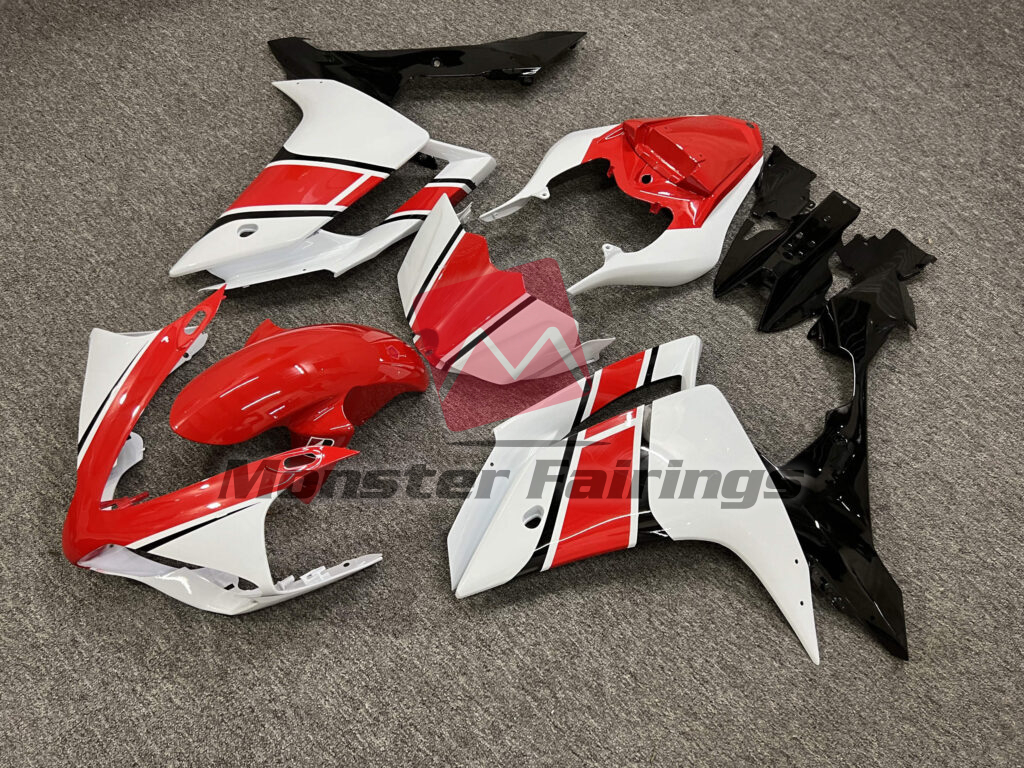 Gloss White with Red & Black ABS fairings for Yamaha R1 2007 - 2008 - premium OEM fit kit by Monster Fairings