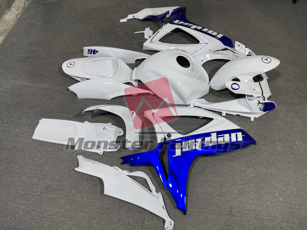 Suzuki GSXR custom ABS fairings 2006 - 2007 in Blue and White Jordan Gloss Style - durable replacement kit, Monster Fairings