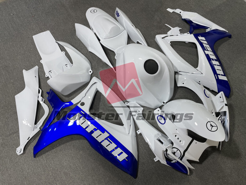 Monster Fairings ABS fairing kit for Suzuki GSXR 600 - 750 2006 - 2007 - Blue and White Jordan Gloss Style, precise OEM fit