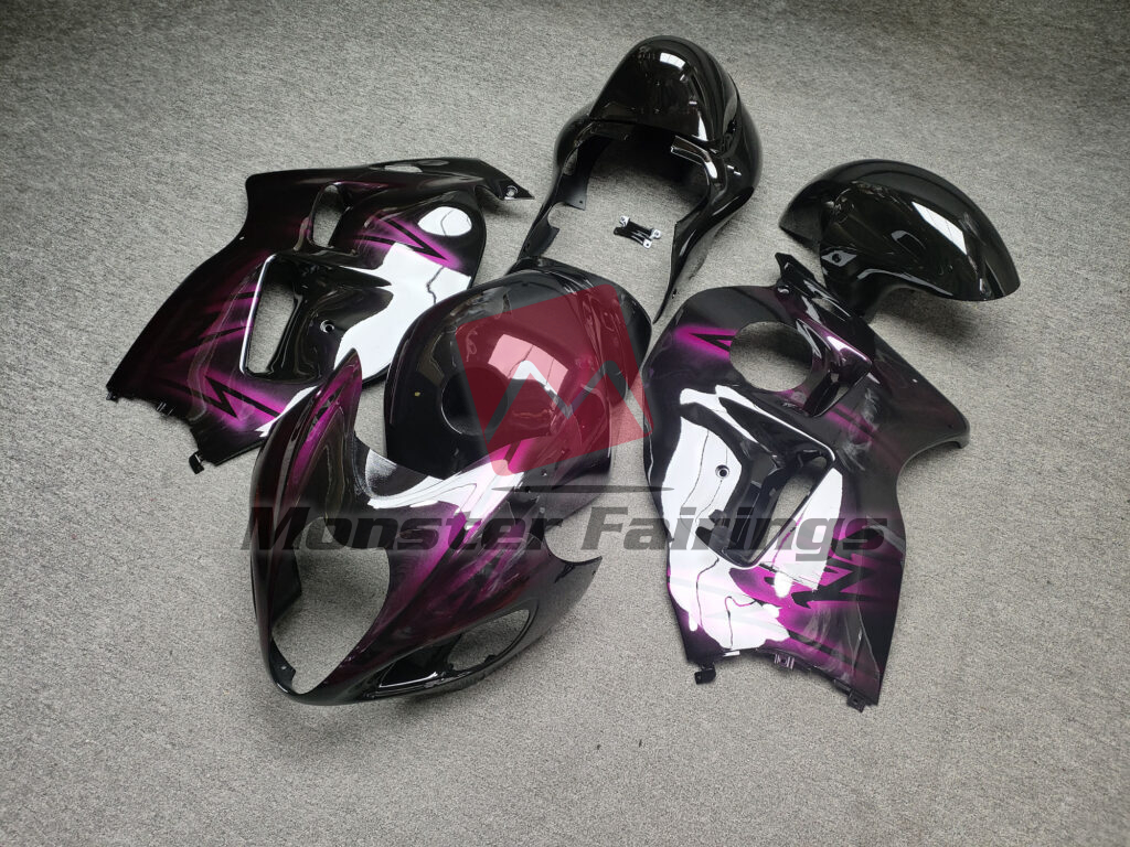 Gloss Black with Pink ABS fairings for Suzuki GSXR 1300 1997 - 2007 - premium OEM fit kit by Monster Fairings