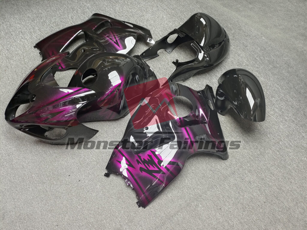 1997 - 2007 Suzuki GSXR 1300 Gloss Black with Pink fairing set - ABS injection, custom painted by Monster Fairings