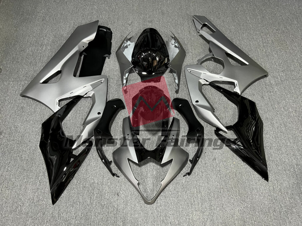 Suzuki GSXR 1000 2005 - 2006 Matte Silver & Gloss Black ABS fairings - custom motorcycle bodywork kit by Monster Fairings