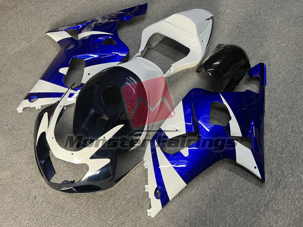 Gloss Blue with White & Black ABS fairings for Suzuki GSXR 600 - 750 2001 - 2003 - premium OEM fit kit by Monster Fairings