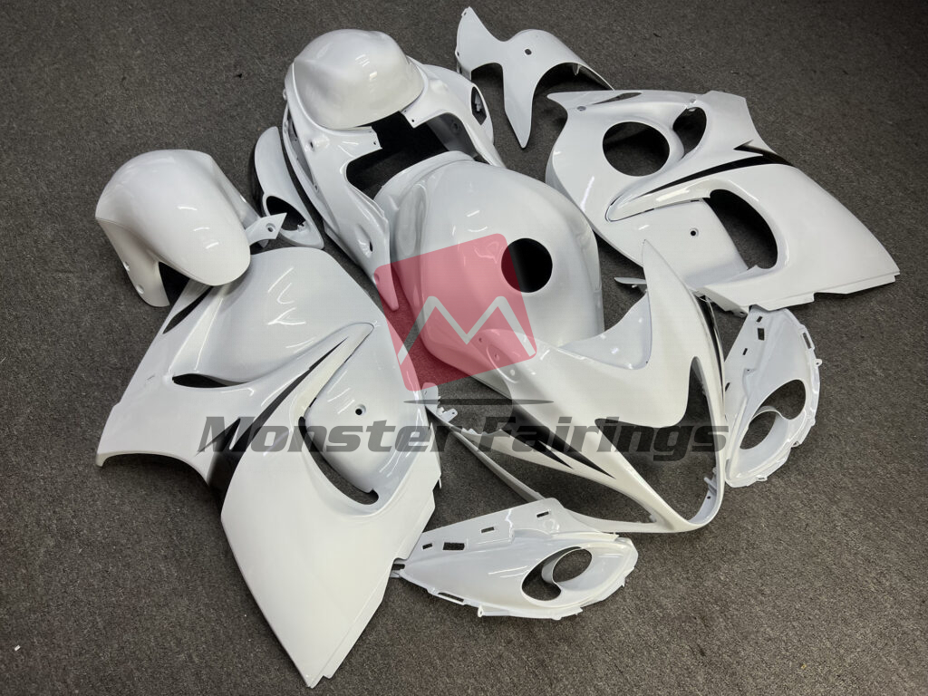 2008 - 2020 Suzuki GSXR 1300 Gloss White & Black fairing set - ABS injection, custom painted by Monster Fairings
