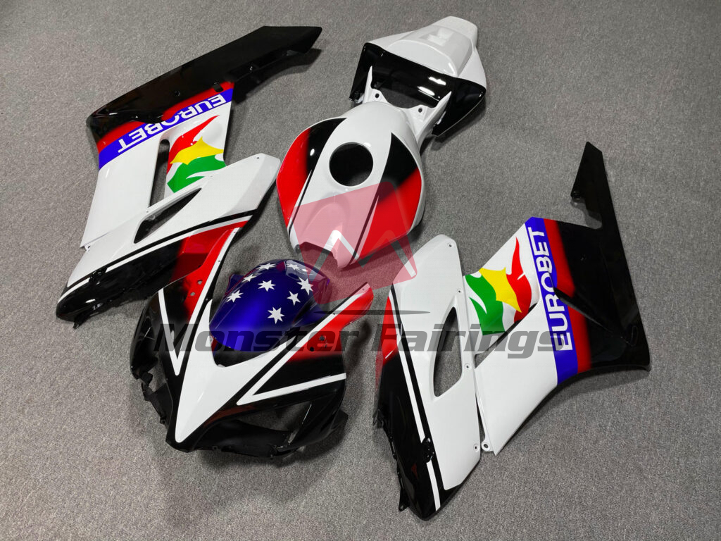 Gloss White & Black EuroBet Star ABS fairings for Honda CBR1000RR 2004 - 2005 - premium OEM fit kit by Monster Fairings
