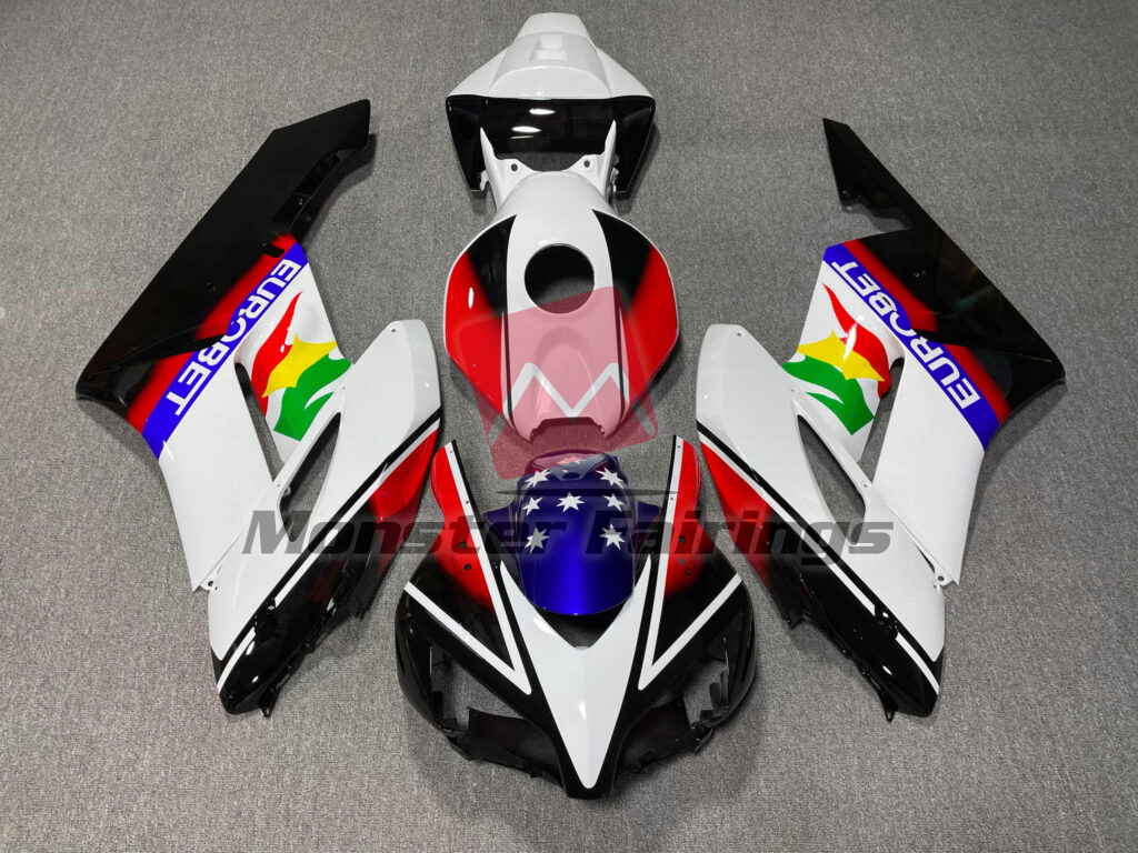 Honda CBR1000RR 2004 - 2005 Gloss White & Black EuroBet Star ABS fairings - custom motorcycle bodywork kit by Monster Fairings