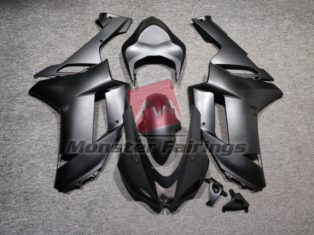 Kawasaki ZX6R 2007 - 2008 Matte Black ABS fairings - custom motorcycle bodywork kit by Monster Fairings