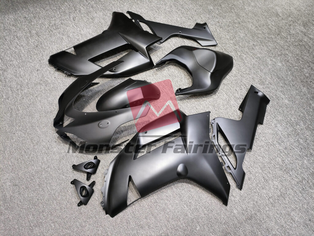 Kawasaki ZX6R custom ABS fairings 2007 - 2008 in Matte Black - durable replacement kit, Monster Fairings