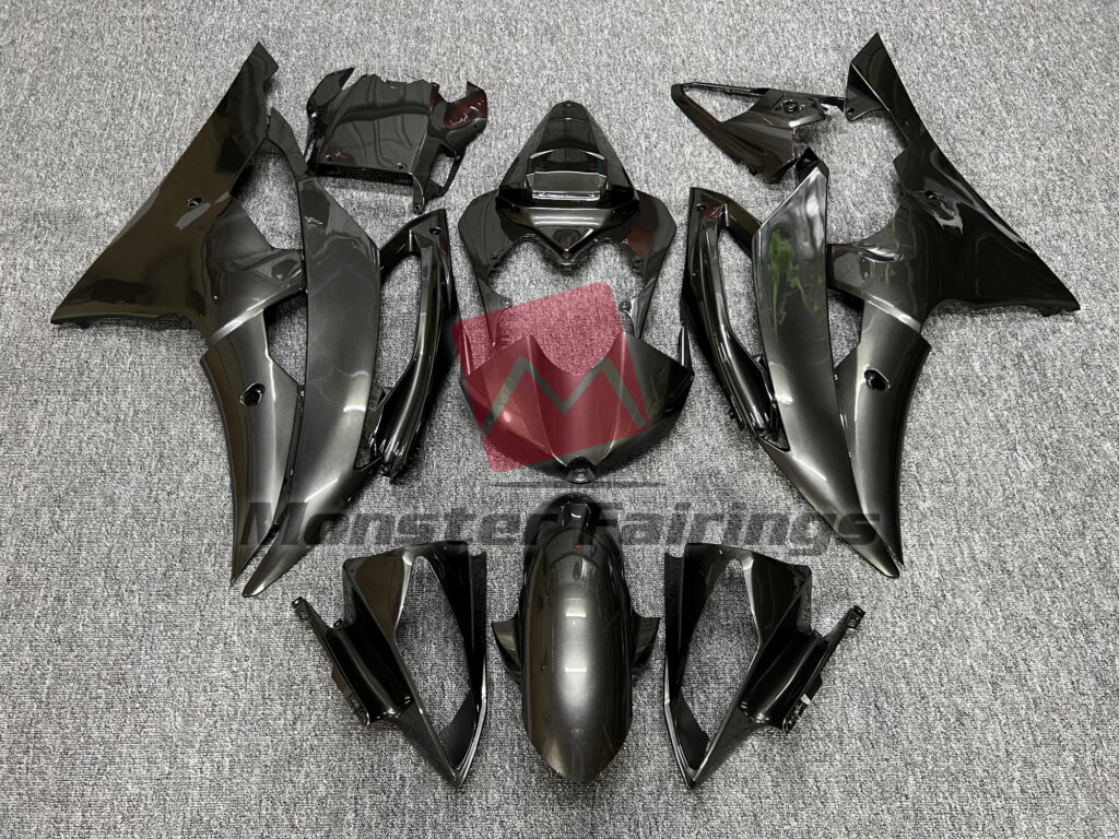 Yamaha R6 2008 - 2016 Gloss Dark Silver ABS fairings - custom motorcycle bodywork kit by Monster Fairings