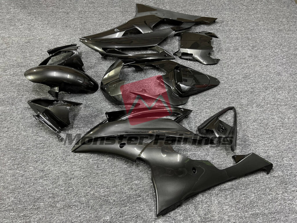 2008 - 2016 Yamaha R6 Gloss Dark Silver fairing set - ABS injection, custom painted by Monster Fairings