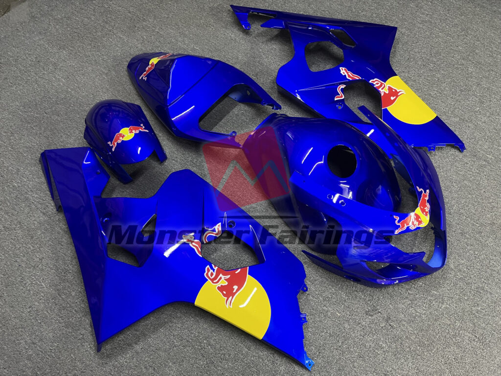 2004 - 2005 Suzuki GSXR Vibrant Blue The Bull Style fairing set - ABS injection, custom painted by Monster Fairings