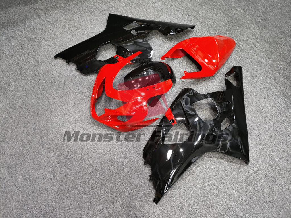 Gloss Black & Red ABS fairings for Suzuki GSXR 600 - 750 2004 - 2005 - premium OEM fit kit by Monster Fairings